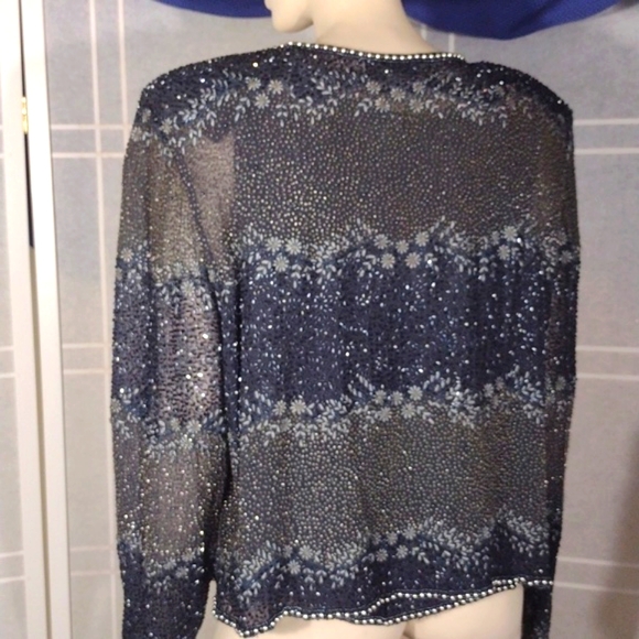 Adrianna Papell beaded black top and jacket XL - Picture 4 of 9